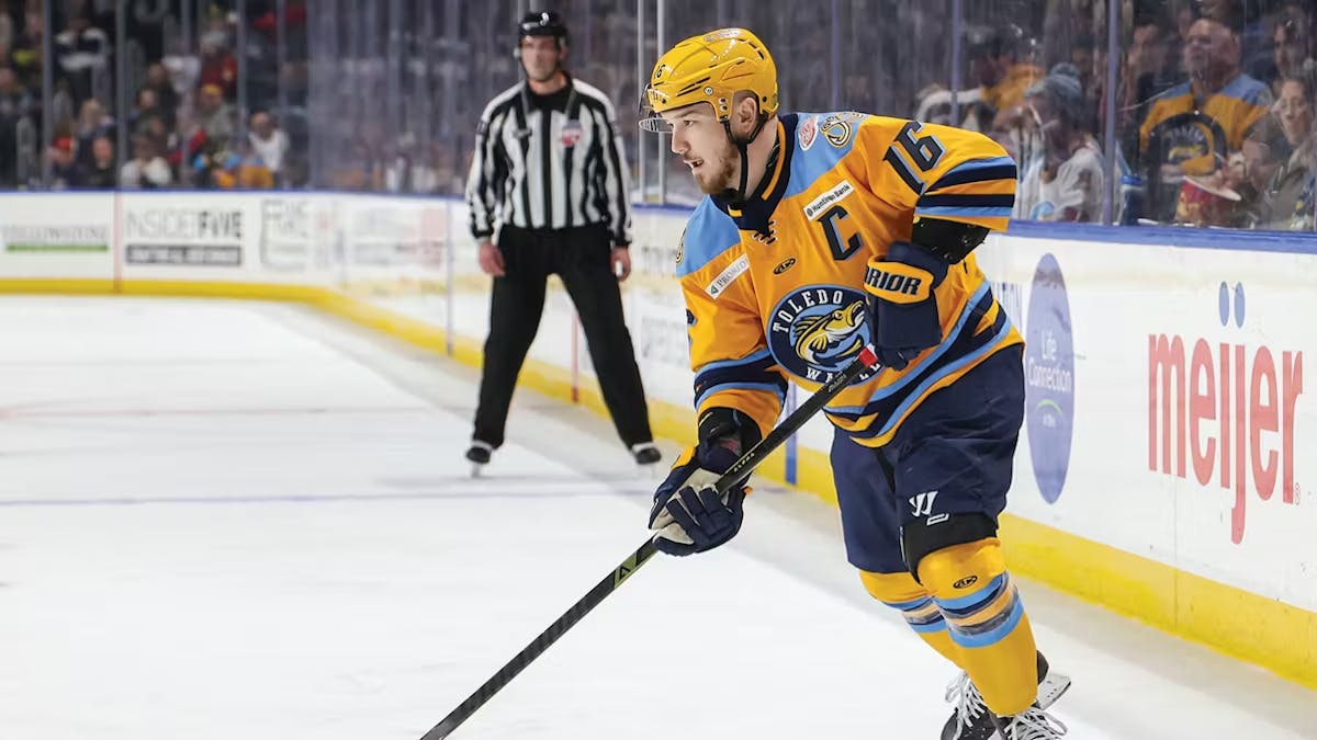 Action photo of Brandon Hawkins of the Toledo Walleye